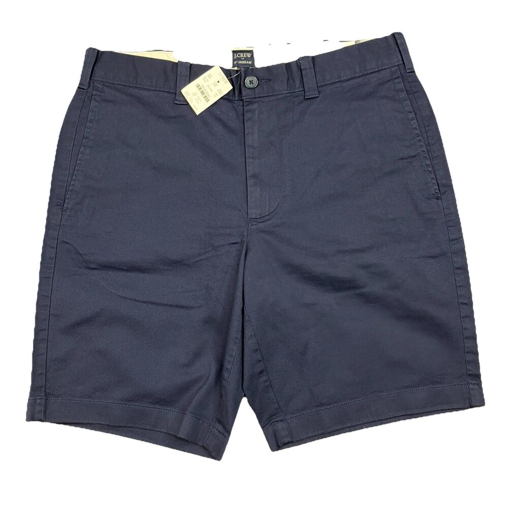 J Crew Flex Chino Shorts Mens 32 Blue 9” Inseam Stretch Flat Front Summer H5020